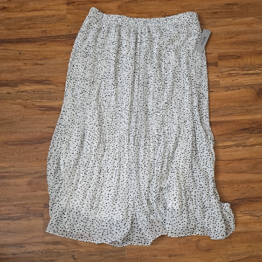 WD.NY Black and White Pleated Midi Skirt Casual